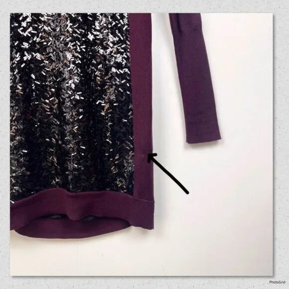 Diane Von Furstenberg Danette Sequin Purple Bodycon wool Sweater Dress Medium - Picture 6 of 10